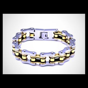 Mens D&Z Stainless Steel Motorcycle Bike Bracelet